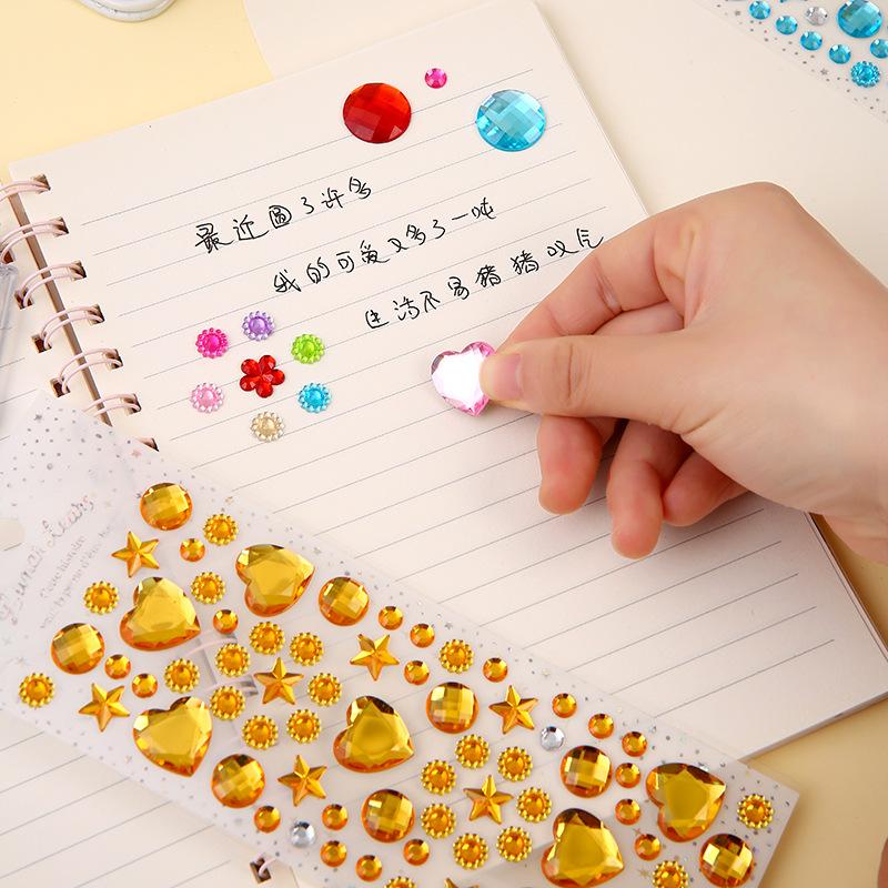 Love Heart Shaped Face Gem Sticker for Kids Diamond Acrylic Crystal Tattoo Stickers DIY Three-dimensional Rhinestone Decorations
