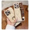 Leather Pattern Wristband Suitable for Iphone16promax Mobile Phone Case New Apple 14 Bear 13 Cute 12 Simple 15 Women