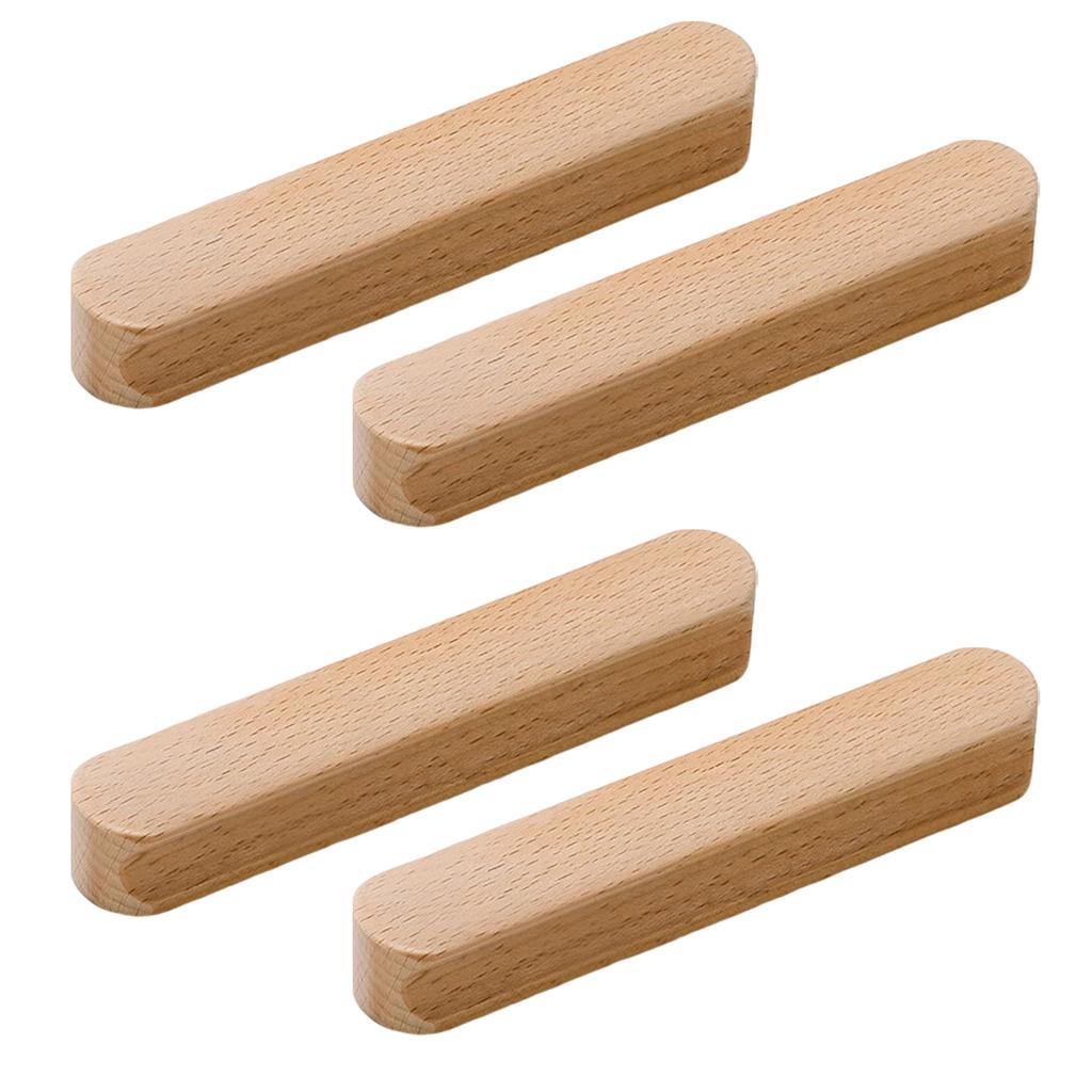 4PCS Natural Wooden Furniture Handle Nordic Kitchen Cabinets Pulls Handles Cabinets and Drawers Dresser Knobs Long Wardrobe Pull