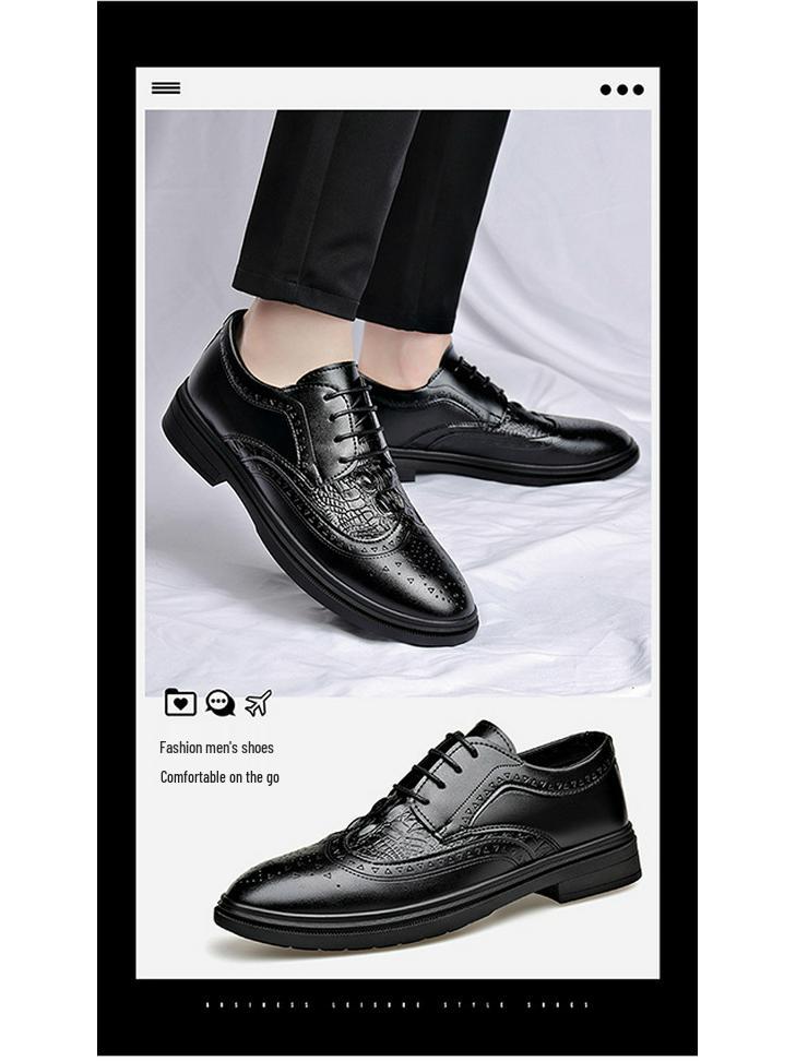 2025 Men's Spring Brogue Leather Shoes - Casual & Wedding Style
