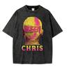 Rapper Chris Brown Breezy Großes Gesicht Grafik T-Shirt Unisex Damenmode Vintage Gewaschen Übergroß Kurzarm T-Shirts Streetwear
