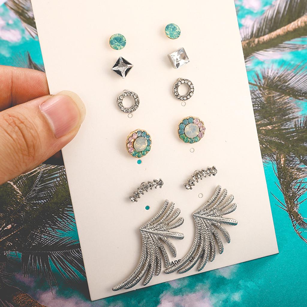 

Женщины Богемные Геометрические листья Жемчужная кисточка Комбинация 6 шт Серьги Ювелирные изделия