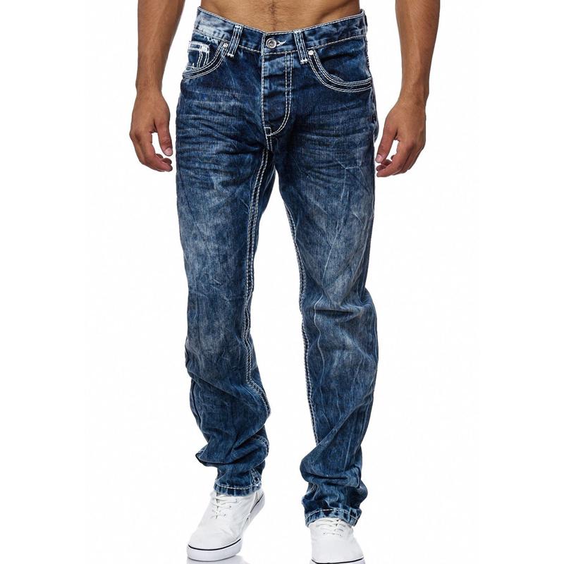Open-line Jeans Men's Jeans Basic Streetwear Thick Seams Regular Fit Casual Plus Size Long Pants