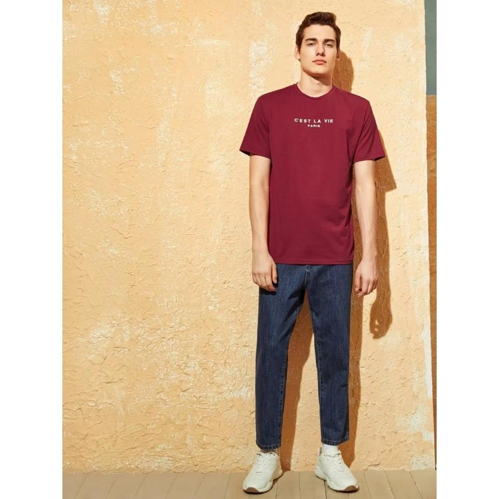 C'Est La Vie  Funny Letter Graphic Men T Shirt Cotton Casual Tshirts Harajuku Oversize Tshirt Loose Breathable Tee Clothes