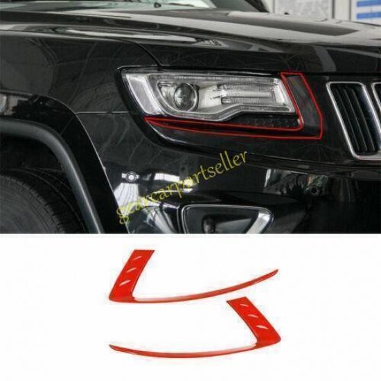 For Jeep Grand Cherokee 14-15-16 Fiery Red Front Headlight Eyebrow Eyelid Strip