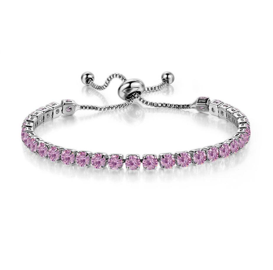 4mm Copper Inlaid Zircon Adjustable Crystal Tennis Bracelet for Women