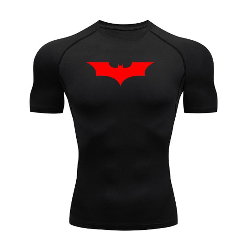Men's Batman Compression Short Sleeve Sports T-Shirt for Running, Basketball, or Football - Quick Dry, Tight Fit, Round Neck.