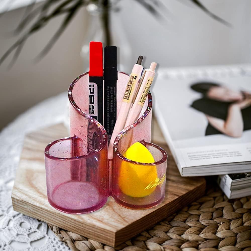 1 STK Harzformen Silikon Aufbewahrungsbox Form, Einzigartiger Make-up Organizer Schmuckbehälter Epoxidform mit 3 Fächern, Stift Pinselhalter Form