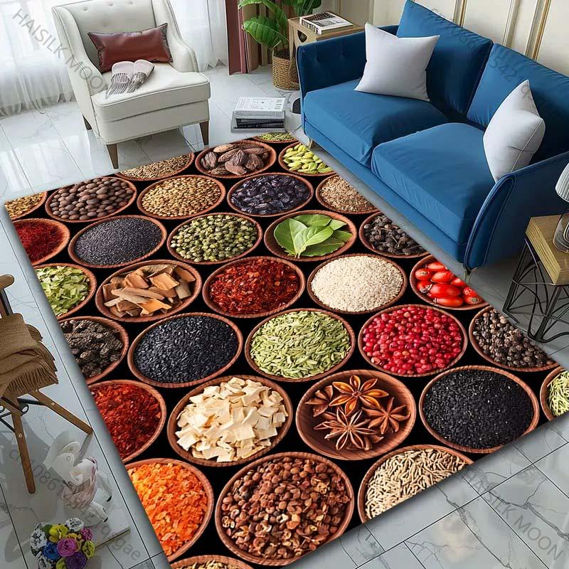 Multiple sizes Various spices arranged neatly Carpet for Living Room Bedroom Sofa Home Decor Rus Non-slip Floor Mat Luxury Gift