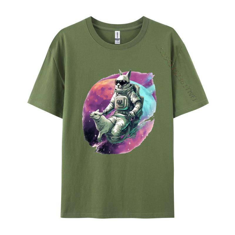 Astronaut Känguru Reitet Auf Einem Pferd T-Shirt für Männer Tier T-Shirts Verrückte Oberteile T-Shirts Im Angebot Grafik T-Shirts