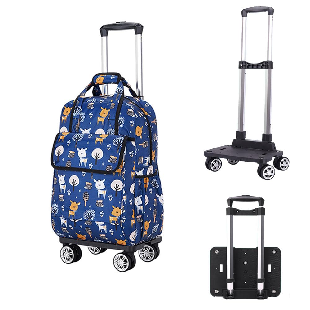 

fancybaby Сумка-тележка для покупок Большой вместимости 33 л Рюкзак Тележка 4 колеса Тележка для покупок Вращение на 360 градусов Бесшумная Съемная Складная Сумка для переноски Покупки