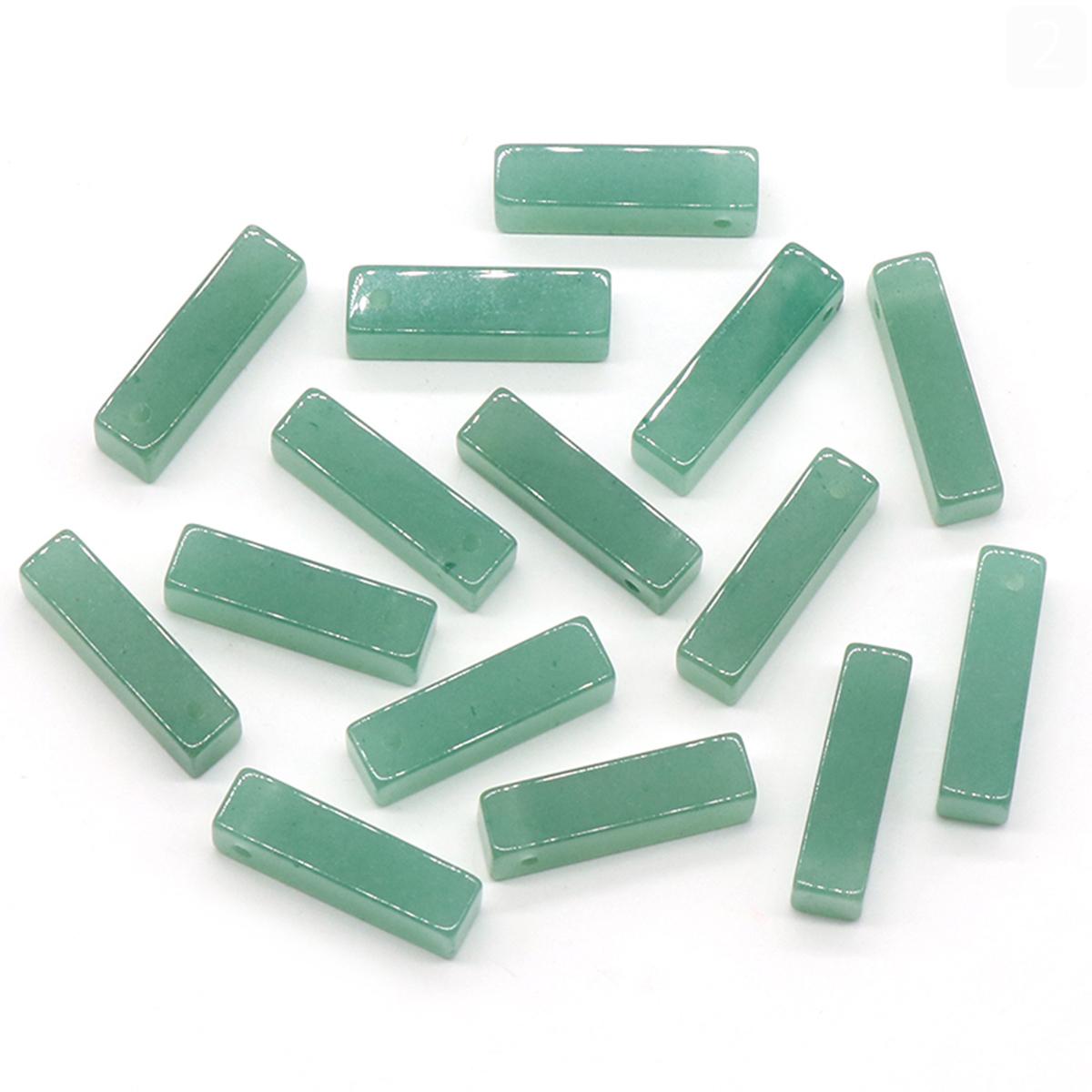 

2 шт. в партии кулон из натурального камня, прямоугольник Damation, яшма, белый нефрит, кварц, тигровый глаз, камень, подвески для изготовления ювелирных изделий, аксессуары для ожерелья «сделай сам», 25x6 мм 2Pc/Green Aventurine