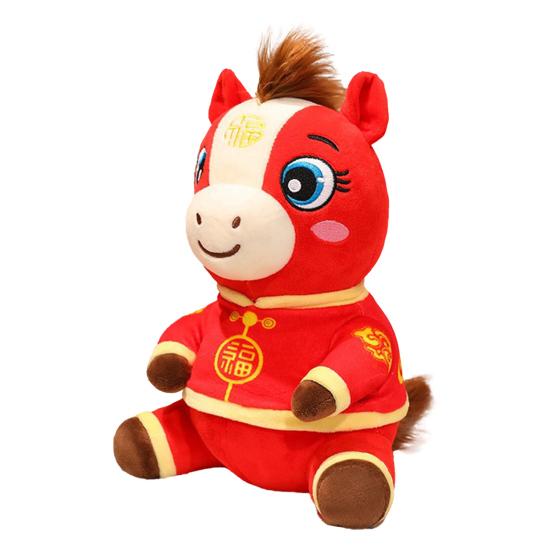 

Плюшевая игрушка Пони в костюме Тан и накидке 2026 год Лошади Зодиак Наполнитель ПП хлопок Декор Пони Подарок на Китайский Новый год для детей коллекционеров A