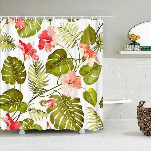 Europäischer Floral Böhmischer Stil Bedruckter Duschvorhang Mit Haken, Wasserdichter Duschvorhang, Duschvorhänge Für Badezimmer