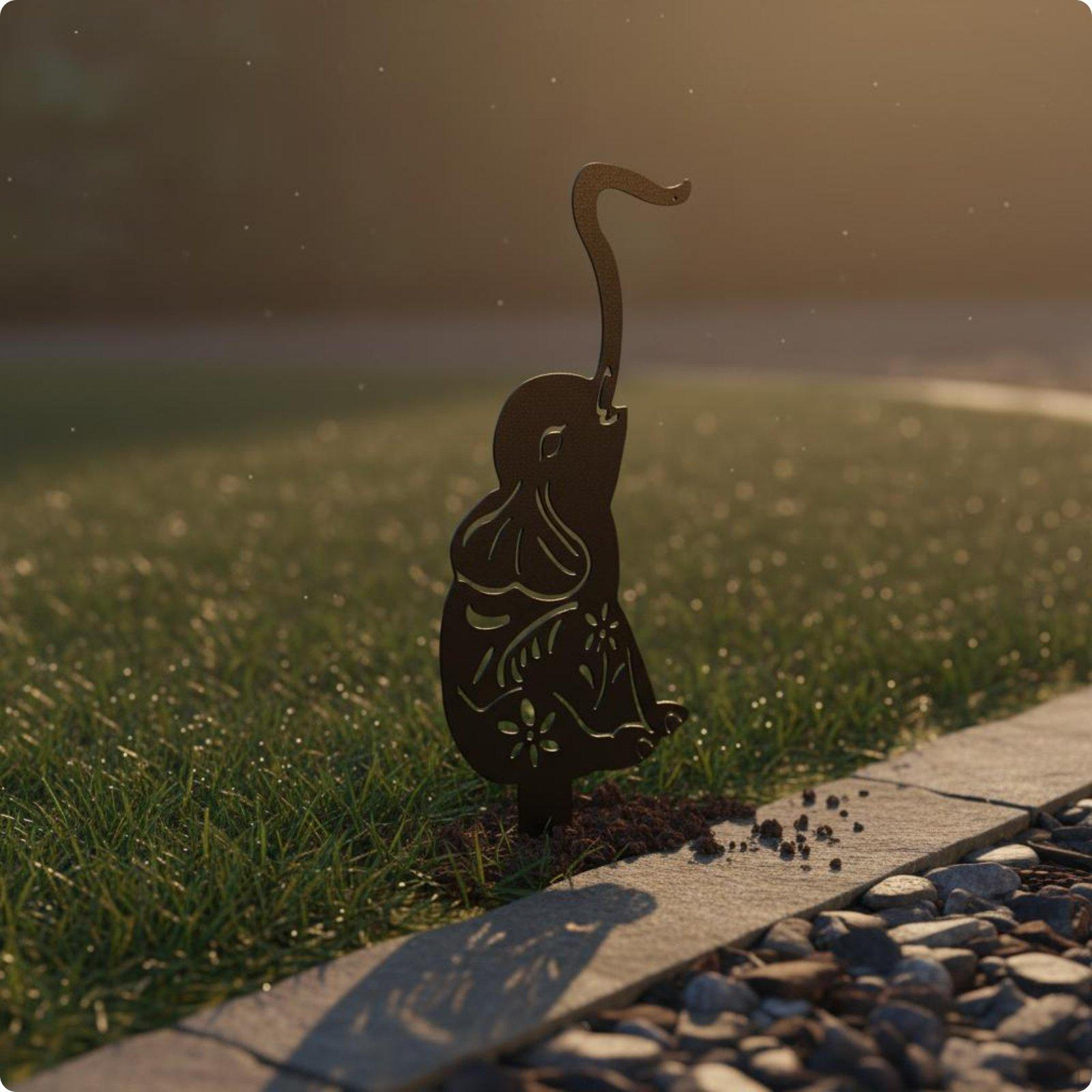 Creature Stake & Landscape Unique Gift Metal Elephant Silhouette WeatherResistant Hollowout