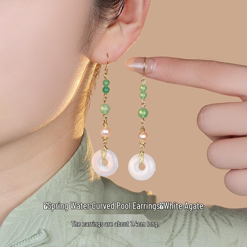 Women's Summer Style Fresh Pearl Earrings, High-End Hanfu Accessories, 925 Sterling Silver