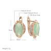 Emerald Cut Oval Natural Zircon Drop Earrings Women  Rose Gold Color Crystal Accessories Ethnic Daily Fine Jewelry