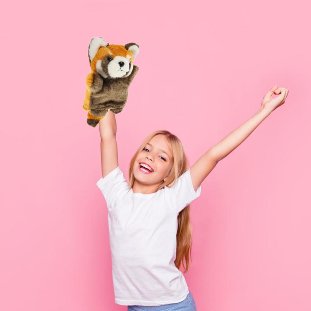 STOBOK Red Panda Hand Puppet, Cute Plush Toy with Moving Mouth for Ventriloquism and Parent-Child Play