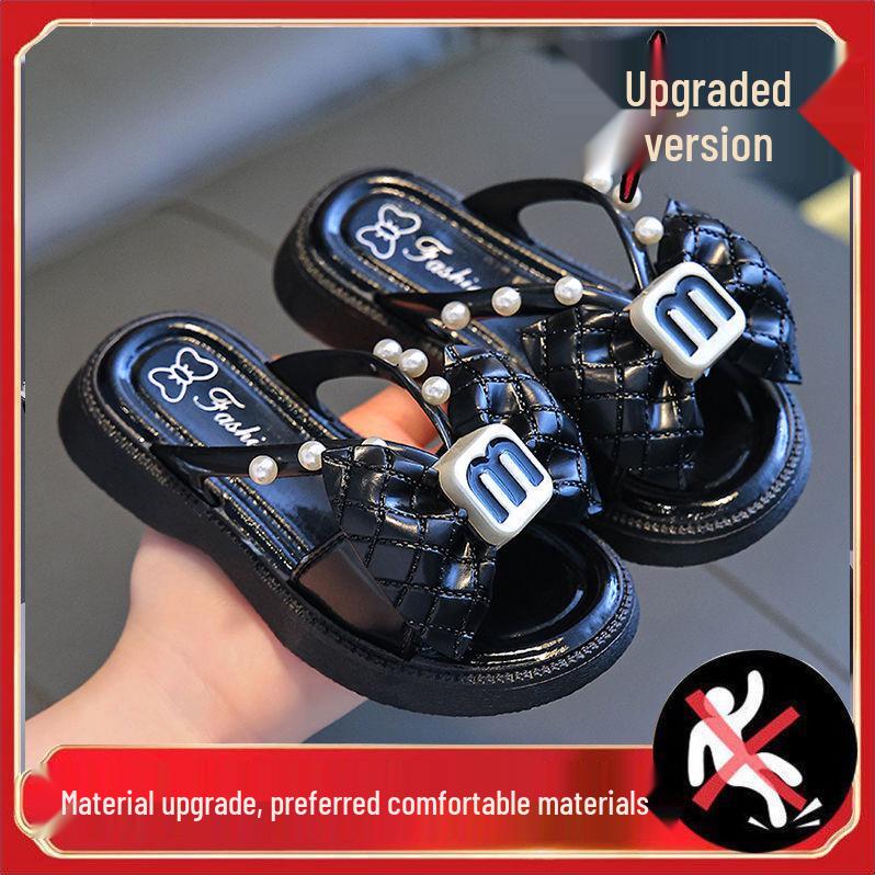 

2024 Fashion Korean Version Summer Bow Princess Slippers for Girls - Cute Sandals for Babies and Older Children 25 (16.0 cm)