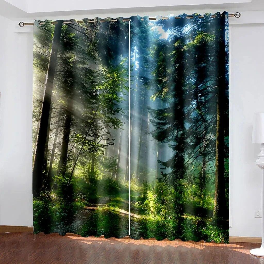 Natural Seaside Scenery High Blackout Curtains Landscape Modern  Drape For Living Room Bedroom Curtain Home Kitchen Curtain New