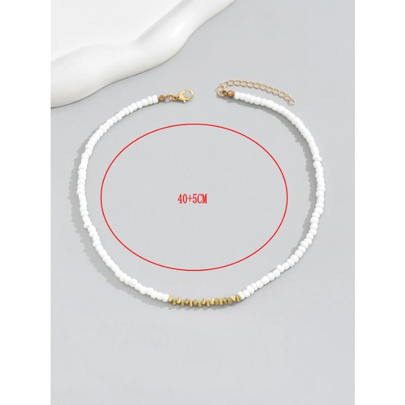 Fashion European Style Short Glass Bead Pendant Necklace For Women