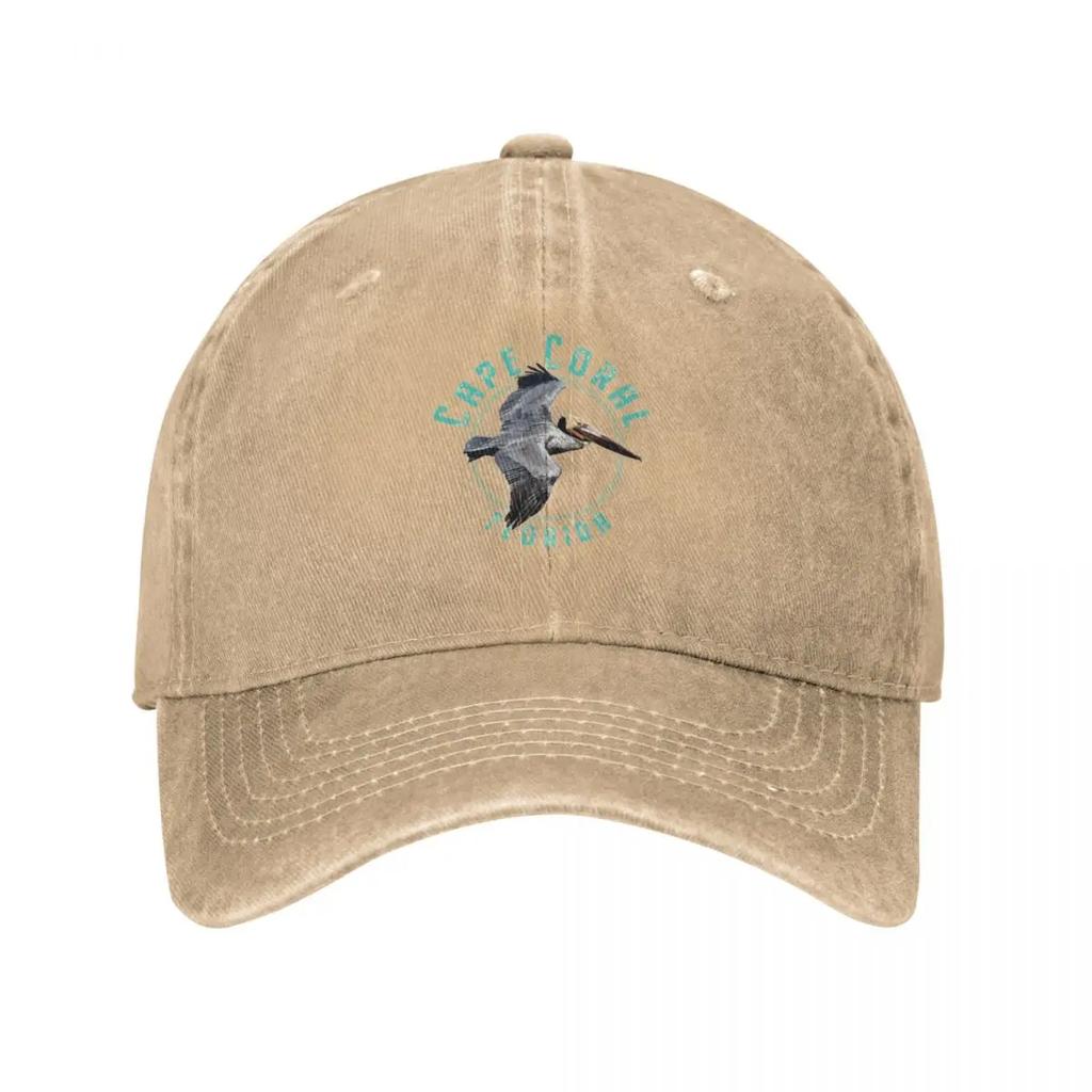 Cape Coral Florida Pelican Design Baseball Cap Horse Hat Wild Ball Hat Christmas Hat Winter Hats for Unisex Unisex Golf Wear Womens