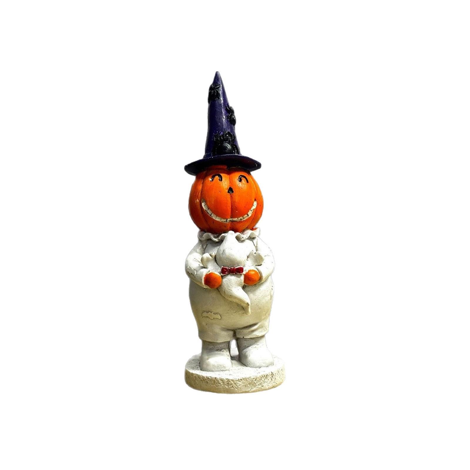

Purple Hat Pumpkin Halloween Decorations Creative Ornaments Scenery Resin Crafts One Size