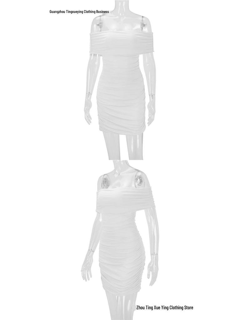 European & American Sexy One-Shoulder Bodycon Sheath Dress for Women