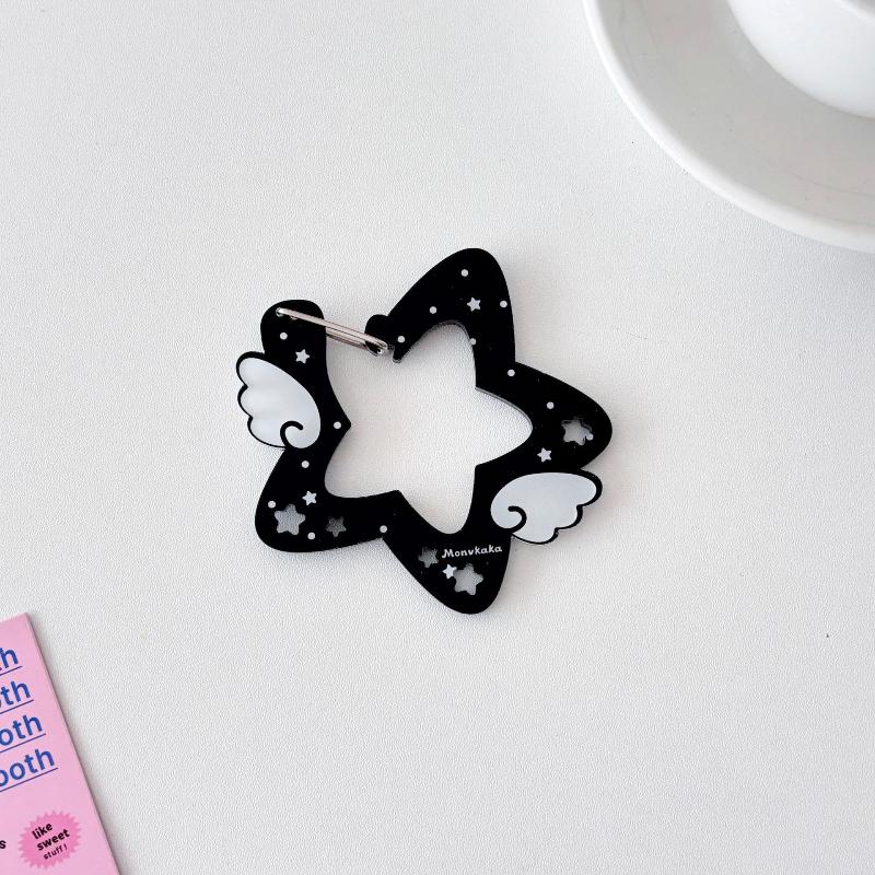 Cute Ins Style Wings Star Carabiner Diy Keychain Bag Charm Backpack Pendant Handbook Acrylic Package Hanging Keychain Decoration