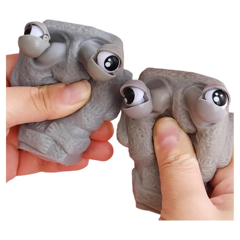 Jucărie Antistres Figurină Piatră cu Revenire Lentă - Strânge Ochi Mobili Expresie Amuzantă Stil Moai Cadou Relaxant Pentru Copii