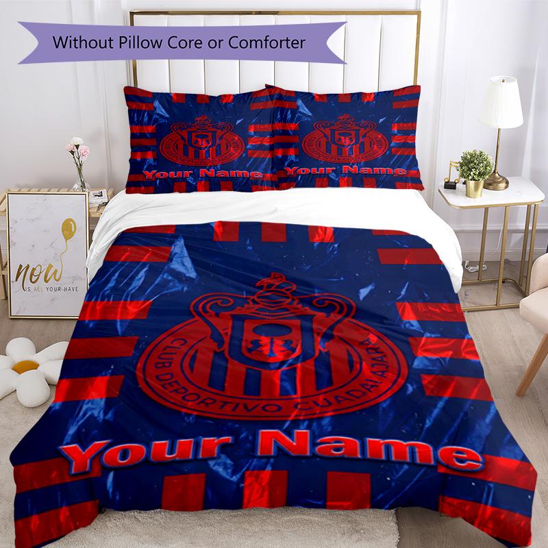 Club Deportivo Guadalajara Customize Your Name Bedding Set Design for Living Rooms Wrinkle Resistant Home Decor Perfect Gift for Friends Family