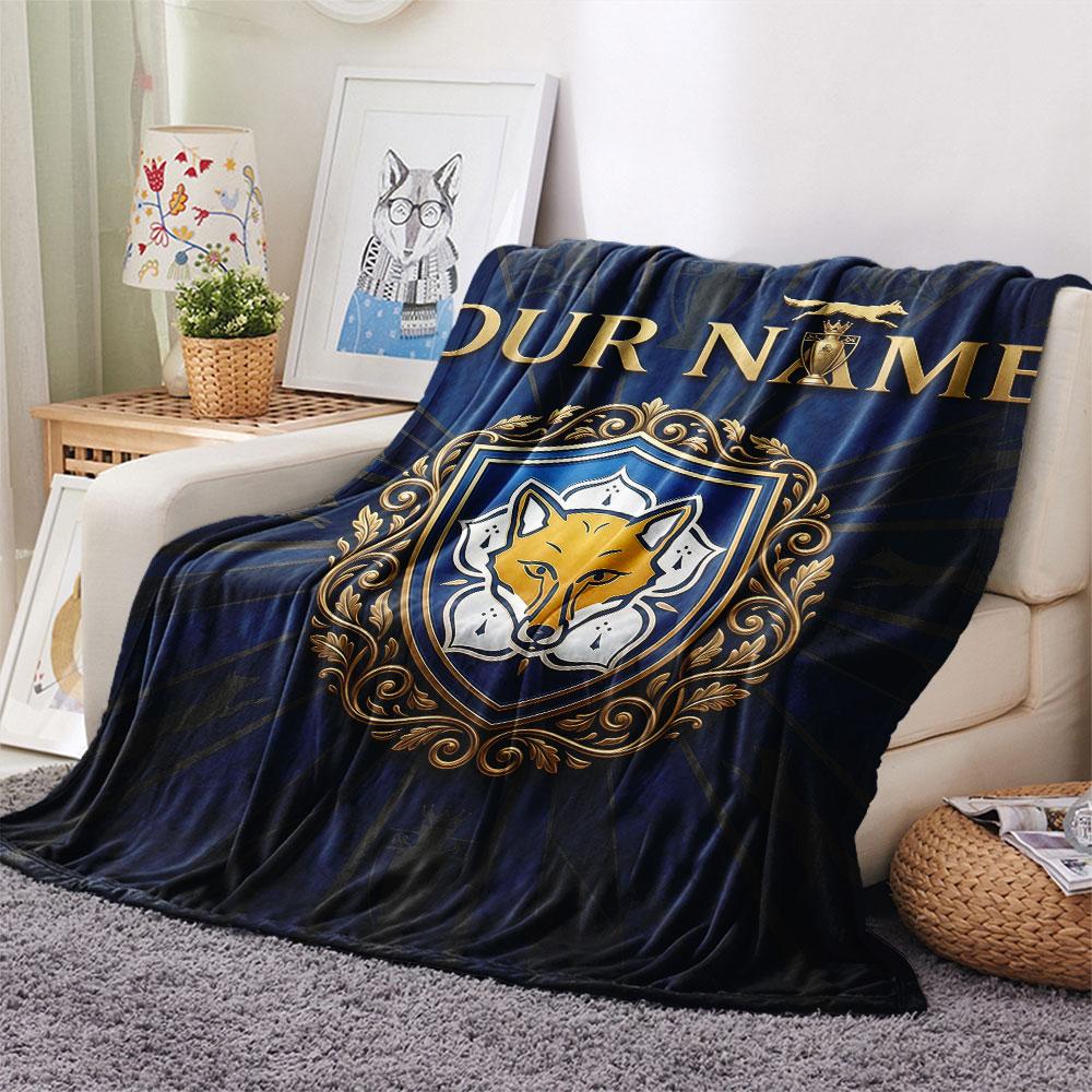 Custom Name,Leicester City FC Printed Flannel Blanket, soft throw for bedroom sofa, washable, Christmas present, great gift.