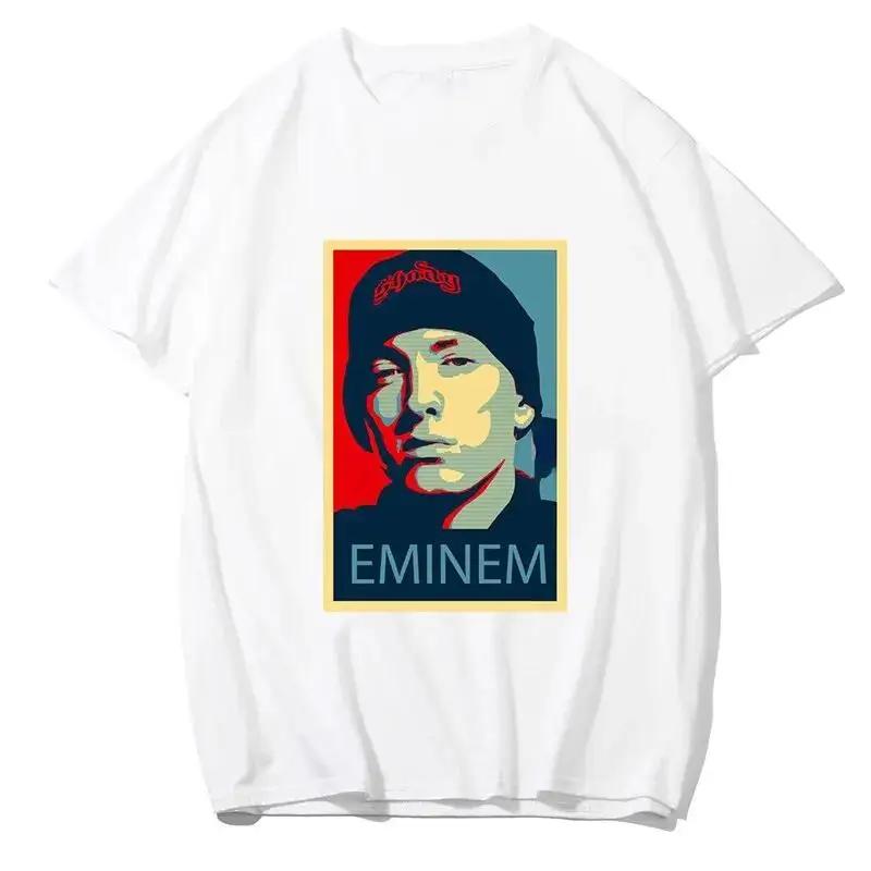 2025 Sommer Rapper Eminem Grafikbedrucktes T-Shirt Herren Retro Reine Baumwolle HipHop Mode Lässig Locker geschnittenes T-Shirt Damen