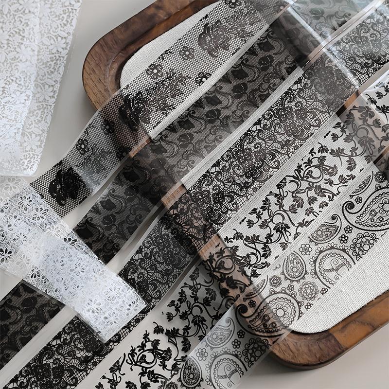 10 Rolls Nail Transfer Foils Sticker Black White Red Lace Flowers Nail Art Nail Charms Diy Nail Decoration Manicure Accessories