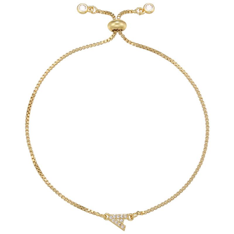 Brass Micro-Inlaid English Letter Zircon Bracelet Women'S Pull-Out Bracelet Adjustable Jewelry Vl197