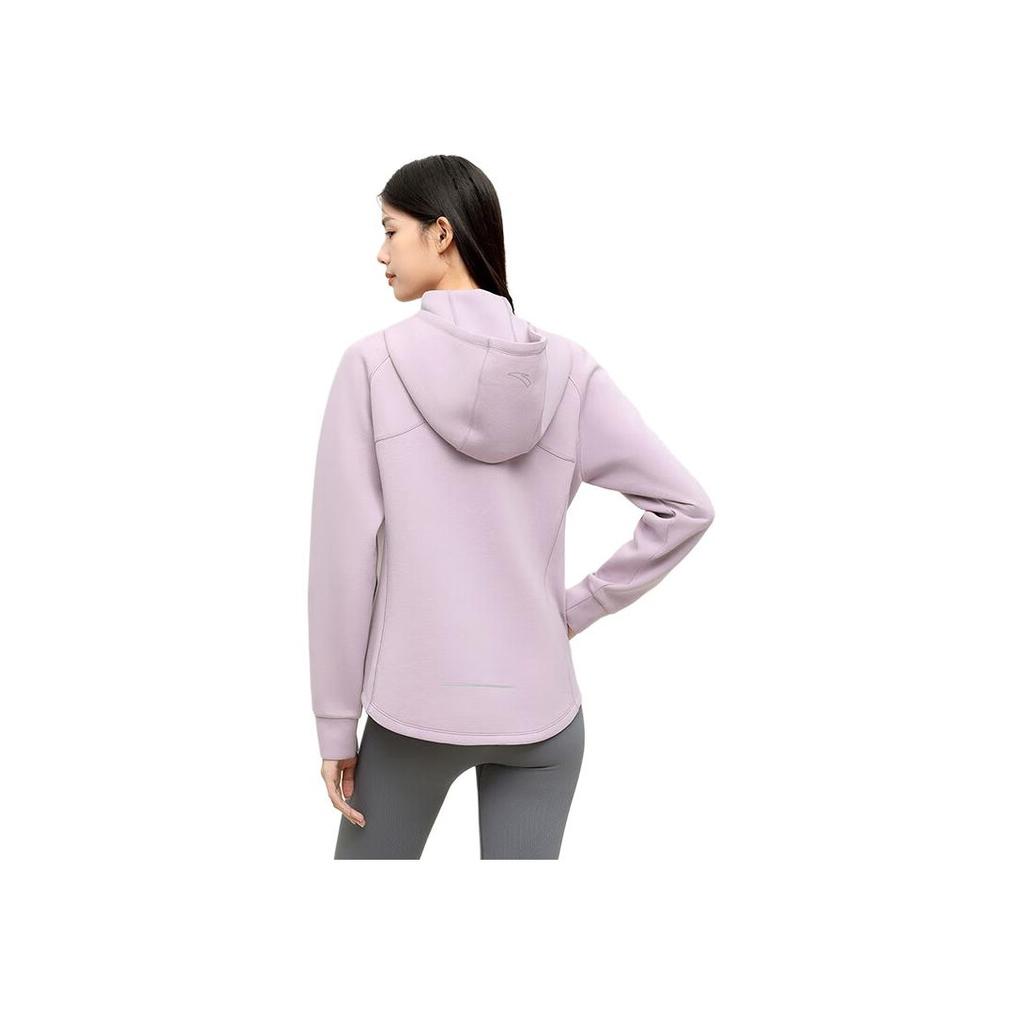 Anta Running Series Solid Color Hooded Windbreaker Outdoor Sports Jacket Women Jacket Pearl-Purple 962415701-4