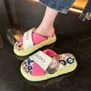 Internet Celebrity Graffiti Slippers Women's Summer Wear 2025 New Muffin Thick Bottom One-word Drag Casual Stepping On Shit Cool Slippers