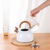 2.5L Capacity Whistling Kettle 304 Stainless Steel White Color Whistling Tea Kettle Foldable Handle Ergonomic Handle