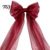 Big Fabric Bows for Birthday Events 79x20 Inch Giant Bow Christmas Tree Topper, Oversized Tulle Extra Large Event Styling Ornament with Long Streamer