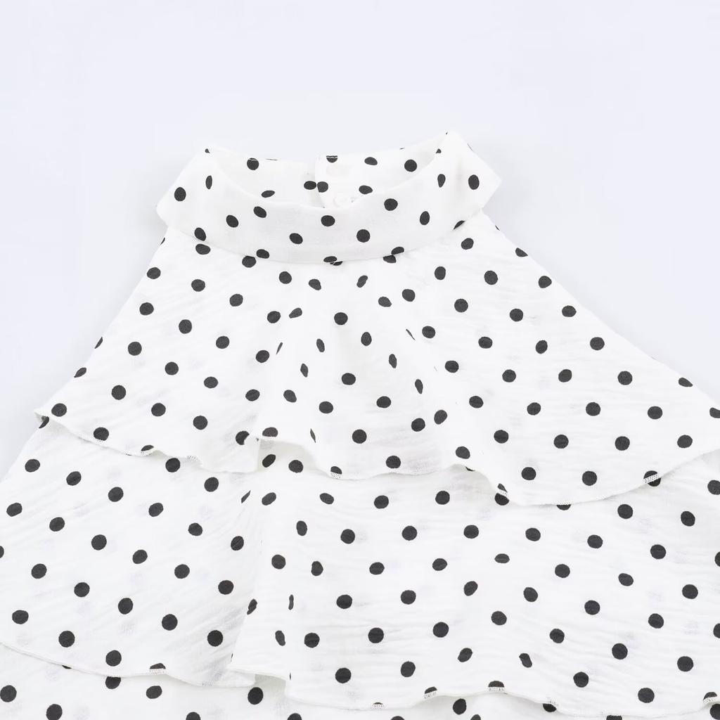 European and American style, new women's clothing, versatile, fashion, polka dot neck top 0264 474