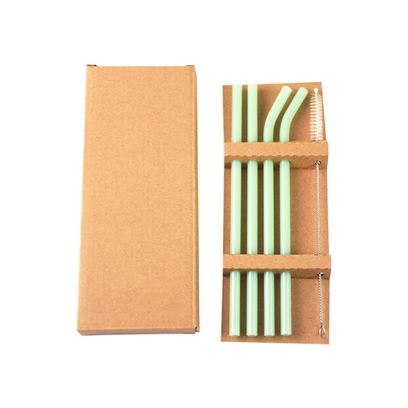 

Набор стеклянных соломинок, круглая гладкая многоразовая посуда для напитков из боросиликатного стекла