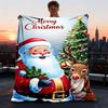1pc Christmas Santa Claus Throw Blanket Polyester Fiber, Lightweight Flannel, Soft & Warm, All Season Use for Outdoor, Camping