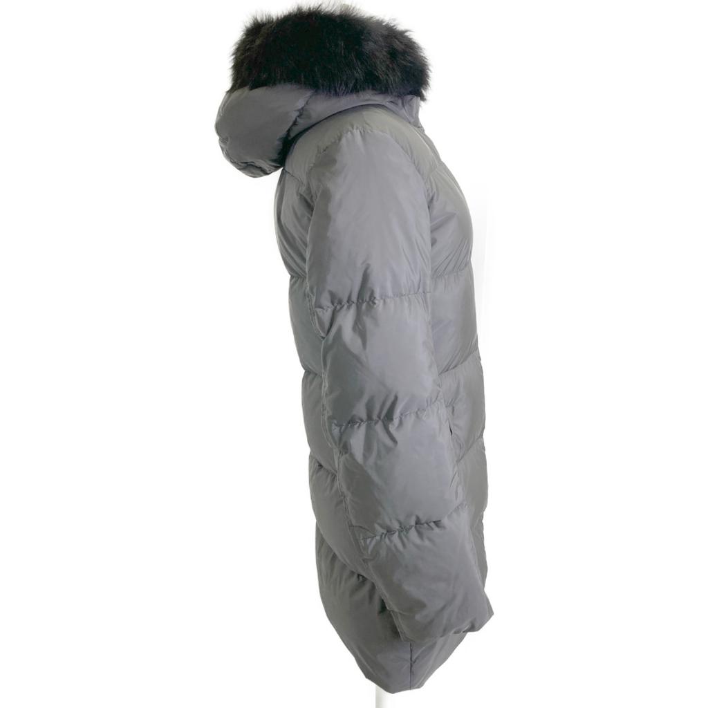 PRADA Domestic regular 29E117 fur-lined triangle logo down jacket coat 40 grayUsed