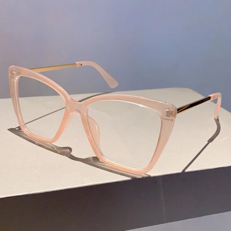 Oversized Cat Eye Eyeglasses Butterfly Candy Color Blue Light Blocking Eyewear Trendy Non-prescription Spectacles