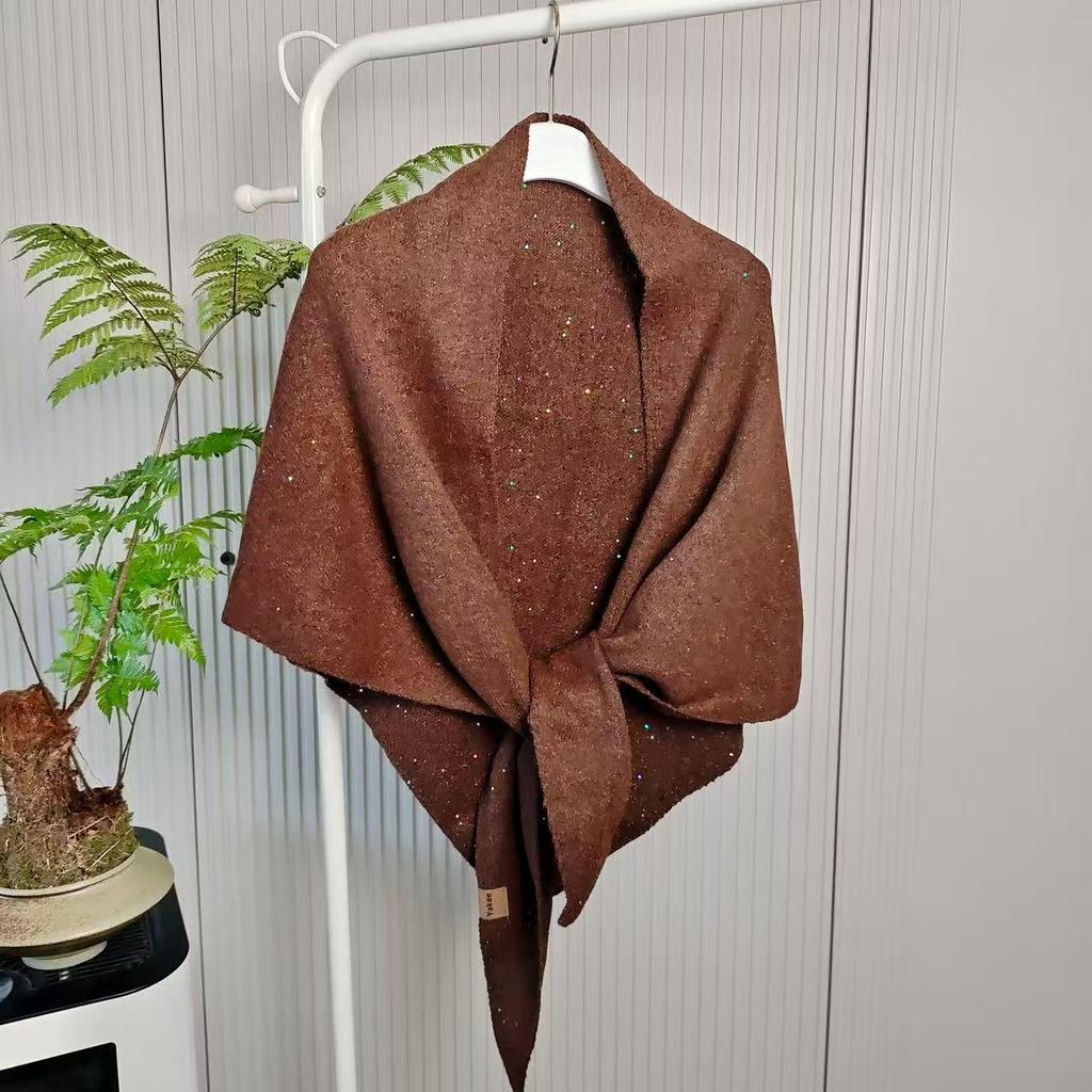 Korean-Style Women's Triangle Wool Blend Scarf Shawl - Autumn/Winter Neck Warmer