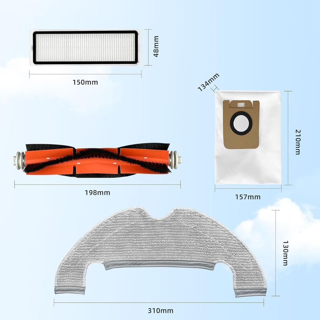 Ersatzzubehör Hauptseitenbürste HEPA-Filter Staubbeutel Wischmopp für Dreame Bot D10 Plus Z10 Pro L10 Plus RLS3D Saugroboter