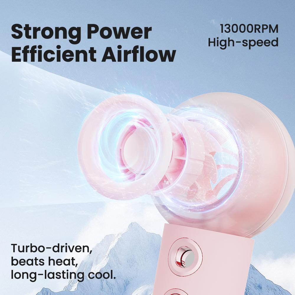 High Speed Spray Portable Handheld Fan Rechargeable Turbo Fan With 4 High Speeds for Travel Outdoor Camping