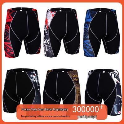 Men's Quick-Dry Compression Shorts: Breathable, High Elasticity, Trendy Print Fitness Base Layer for Training