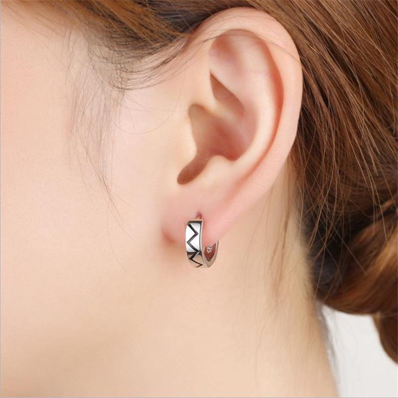 Osobowość farba fala czarne kolczyki Lady akcesoria imprezowe moda srebro 925 kobiety kolczyki w kształcie kółek biżuteria na prezent najnowsze Bijou