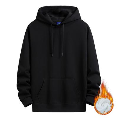Sukinana Plus Lockerer einfarbiger Herren-Hoodie, Herbst/Winter, Fleece-gefüttert, Baumwolle, Größen, Passform, Lässig, Farbe, Unisex, (5XL, Schwarz)